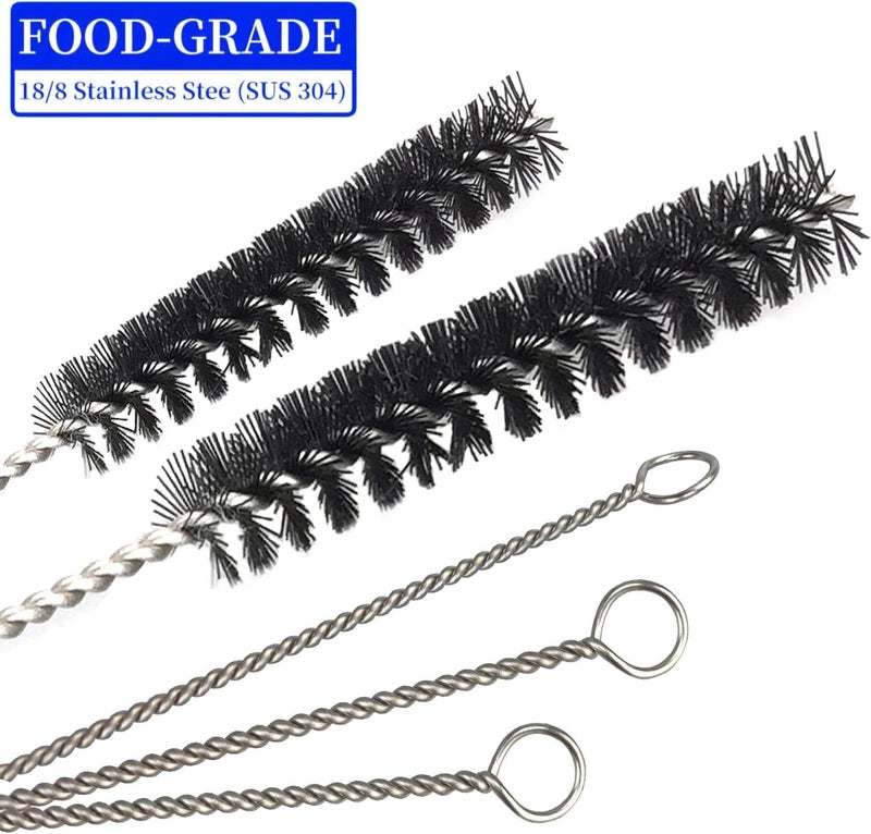 Extrapins 100 Hard Bristle Pipe Cleaners,2Pcs 3-in-1 Pipe Tamper Reamer,2 Mini Nylon Brush Set,2 Pcs Straw Cleaning Brushes,Detachable Key Ring Set of 5 Black Brushes,for Pipe Smoking,Teapot Drinkware Cleaning - Image 5